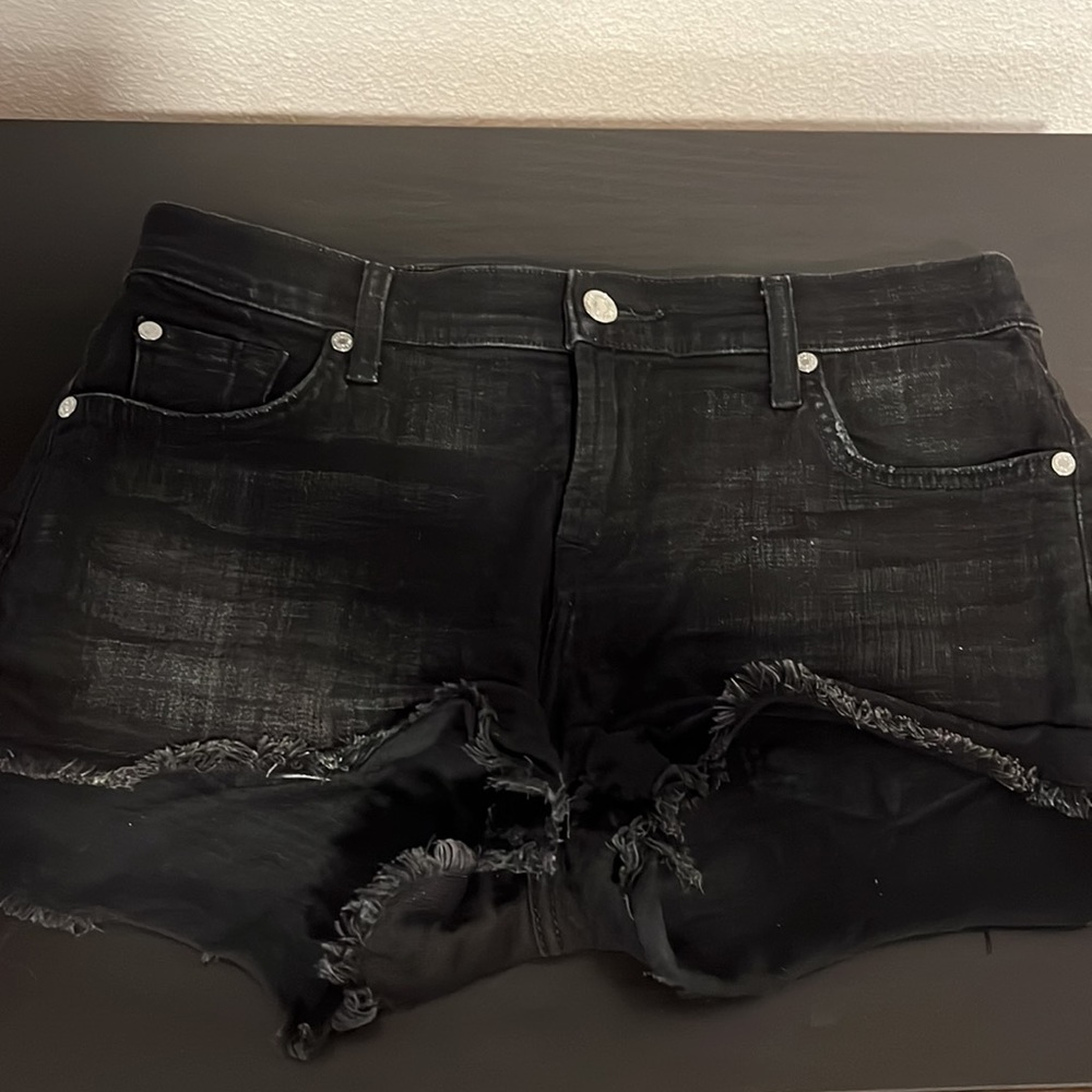 7 for all Mankind Black Denim Jean Shorts
